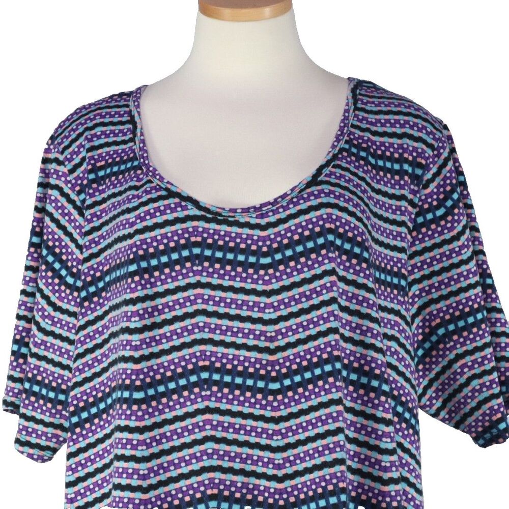 Blouse Top Lula Roe Size 3XL   Horizontal Circles & Squares